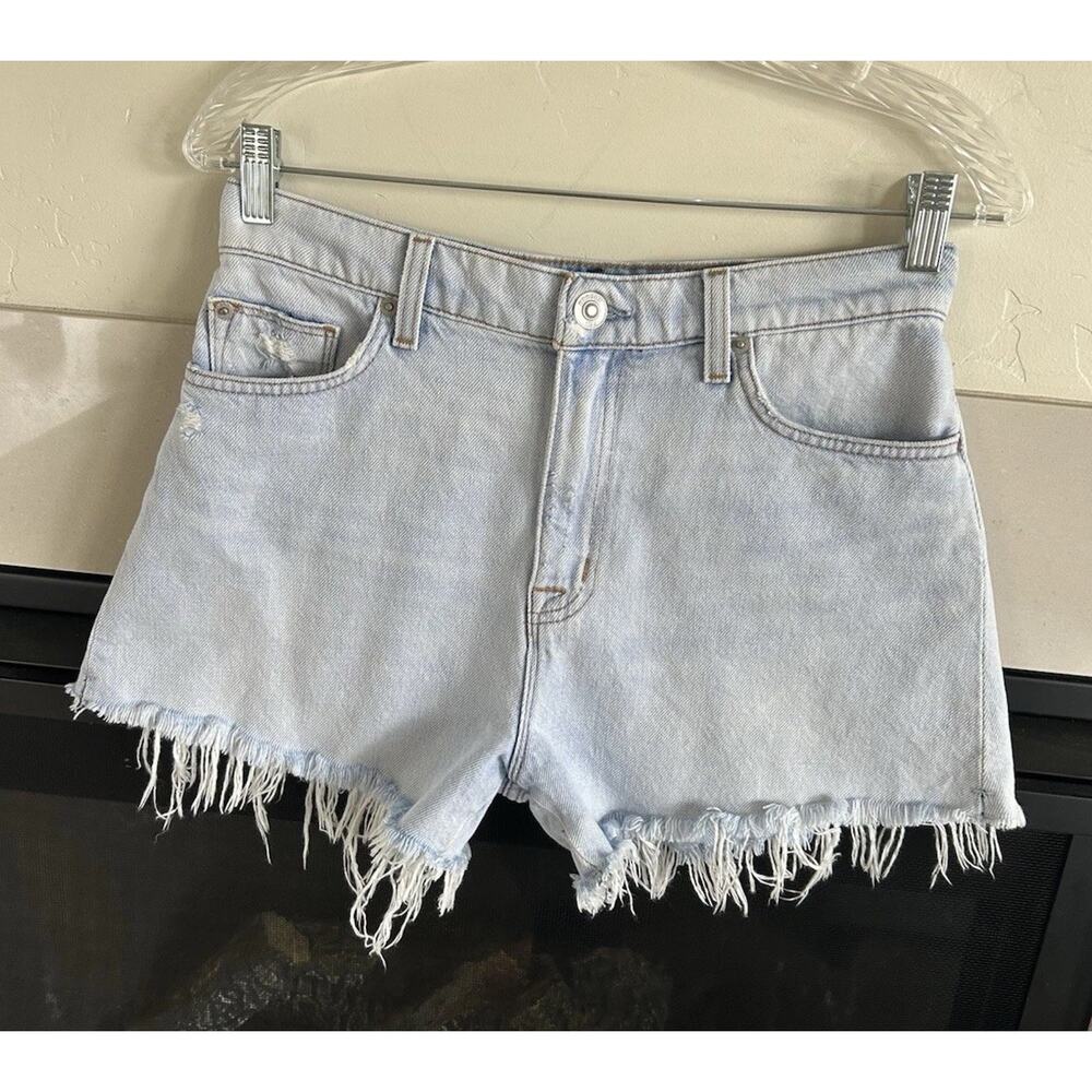 Hudson Jeans Light Wash Frayed Hem Denim Shorts